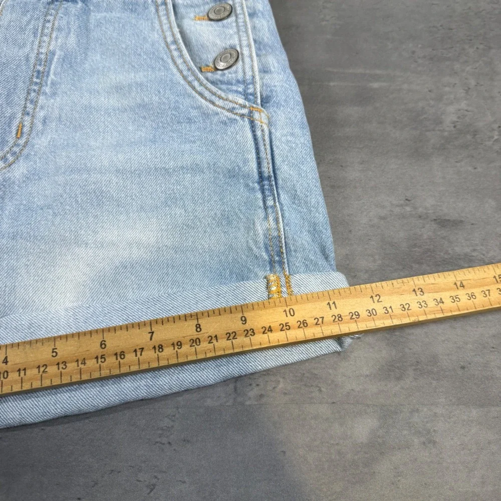 Aeropostale Denim Overalls Women XS Light Wash Cuffed Shortall 90s Style Mom Dad